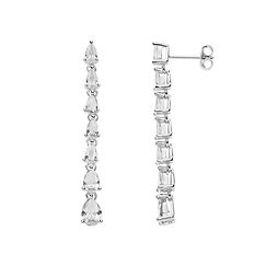 Silberne Tennis Ohrringe mit weißen Degradé-Kristallen aus der Comete Schmuck Kollektion von Glamour