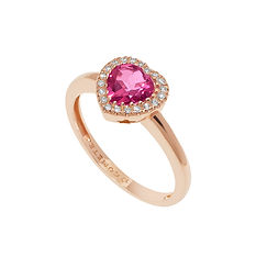 Anello in Oro rosa Diamanti e Topazio Rosa a cuore della Collezione Fantasia di Topazio Comete Gioielli