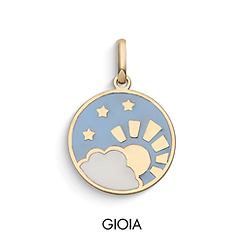 Round women's pendant in yellow gold with Sun and Stars by Comete Jewelry