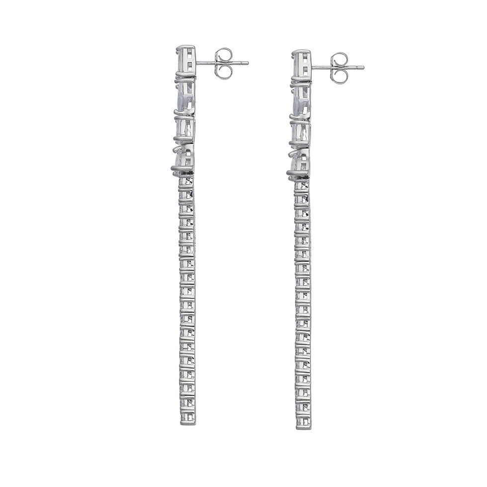 Miniatura: Profilo Orecchini a cascata in Argento 925‰ e Zirconi bianchi