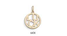 Colgante de mujer en Oro amarillo con la inscripción Luck Comete Gioielli