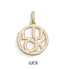 Colgante de mujer en Oro amarillo con la inscripción Luck Comete Gioielli