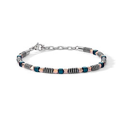 Pulsera de acero y hematites, Pvd azul y rosa Colección Comete Joyas Mineral
