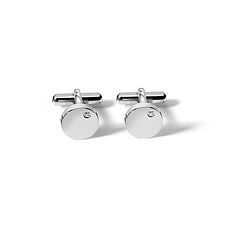 Manschettenknöpfe aus Stahl und weißen Diamanten aus der Senior Comete Schmuck Kollektion