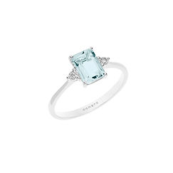 Anello in Oro Diamanti e Acquamarina Ottagonale della Collezione Fantasia di Acquamarina Comete Gioielli