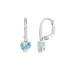 Orecchini Monachella Acquamarina cuore in Oro e Diamanti bianchi Collezione Azzurra Prestige Comete Gioielli