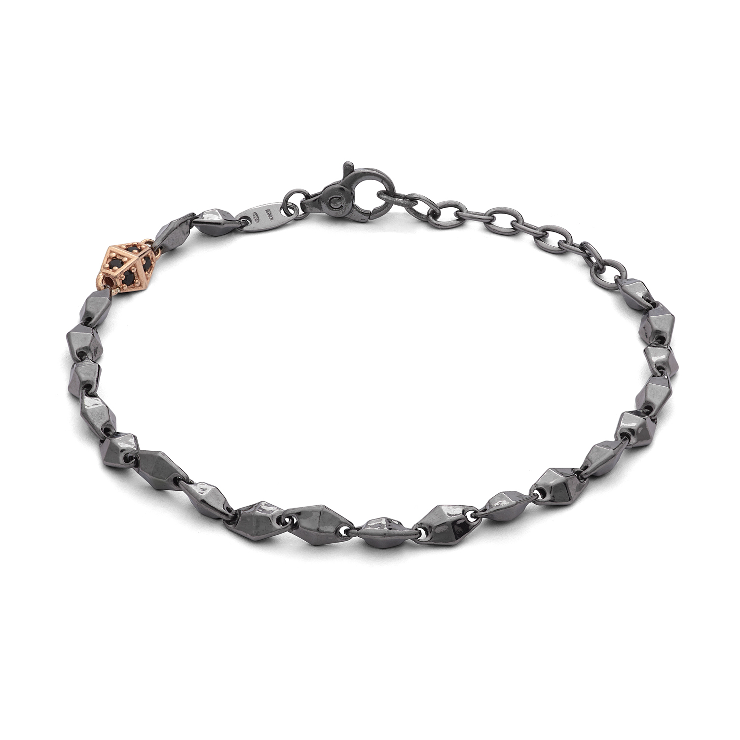 Bracciale Zancan In Argento E Ceramica Con Viti In Oro Rosa