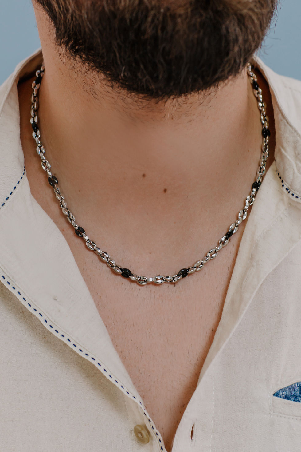 Miniatura: Collana Catena bicolore in Acciaio indossata Comete Gioielli