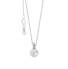 Collana Perla in Oro bianco e Diamanti Collezione Filo Perle Acquadolce Comete Gioielli