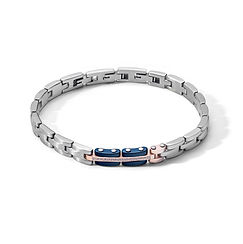 Bracciale in Acciaio con Pvd rosè, ceramica blu e Zirconi della Collezione Suits Comete Gioielli