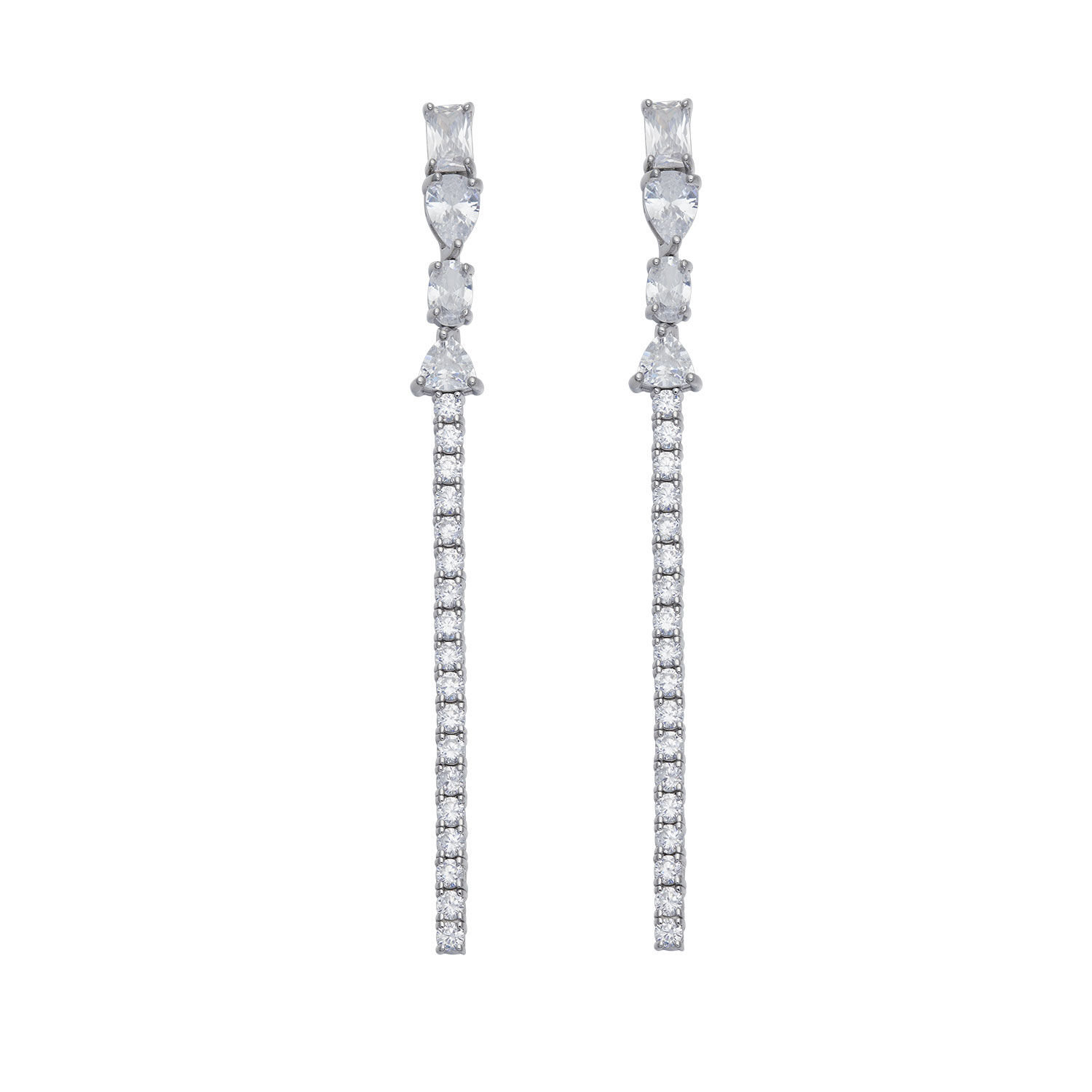 Orecchini a cascata in Argento 925‰ e Zirconi bianchi