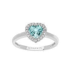 Anello in Oro Diamanti e Acquamarina Cuore della Collezione Azzurra Prestige Comete Gioielli