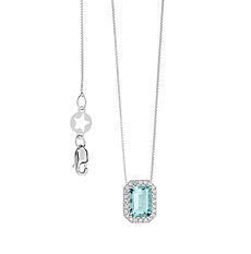 Collana in Oro Diamanti e Acquamarina Ottagonale della Collezione Azzurra Prestige Comete Gioielli
