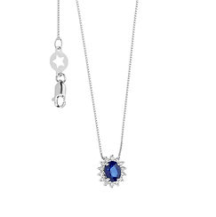 Round necklace in Gold with Diamonds and oval blue Sapphire from the Queen Comete Jewelry Collection