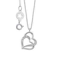 Collana cuore doppio in Oro bianco 750‰ e Diamanti Comete Gioielli