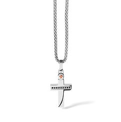 Girocollo in Acciaio con Pvd rosè e spinelli neri della collezione Zip Comete Gioielli