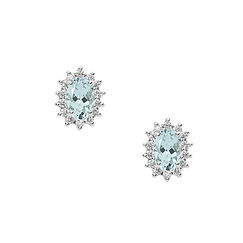 Gold Earrings with Diamonds and Oval Aquamarine from the Azzurra Prestige Collection by Comete Jewelry