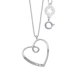 Collana cuore in Oro bianco 750‰ e Diamanti Comete Gioielli