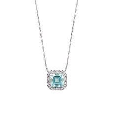 Girocollo in Oro bianco e Diamanti Acquamarina ottagonale Collezione Azzurra Prestige Comete Gioielli