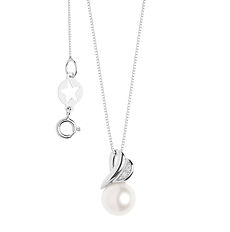 Collana in Oro bianco con Perla e Diamanti Cuore della Collezione Perle d'Amore Comete Gioielli
