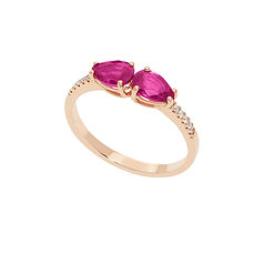 Anello in Oro Rosa Diamanti e Rubini della Collezione Gocce di Stelle Comete Gioielli