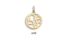 Colgante mujer en Oro amarillo con la inscripción Love Comete Joyas