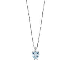 Collana in Oro 750‰, Diamanti e Acquamarina cuore Collezione Fantasie di Acquamarina Comete Gioielli