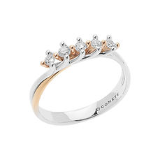 Zweifarbiger Ehering aus Weiß- und Roségold mit Diamanten aus der Kollektion Pegni d'Amore Comete SCHMUCK