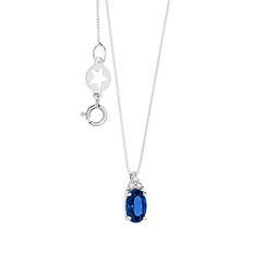 Necklace in Gold Diamonds and Blue Sapphire Oval from the Collection Story of Light Color Comete Jewelry
