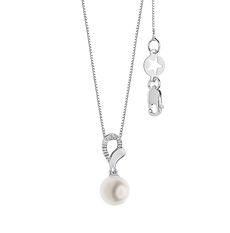 Necklace with 750‰ Gold Pearl and Diamonds Love Pearls Collection Comete Jewelry