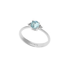 Anello in Oro Diamanti e Acquamarina tonda della Collezione Fantasia di Acquamarina Comete Gioielli