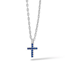 Hõbedast ja sinisest tsirkooniumist ristiga kaelakee Comete Sieraden Men's Tennis Collection
