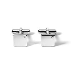 Manschettenknöpfe aus Stahl und weißen Diamanten aus der Senior Comete Schmuck Kollektion