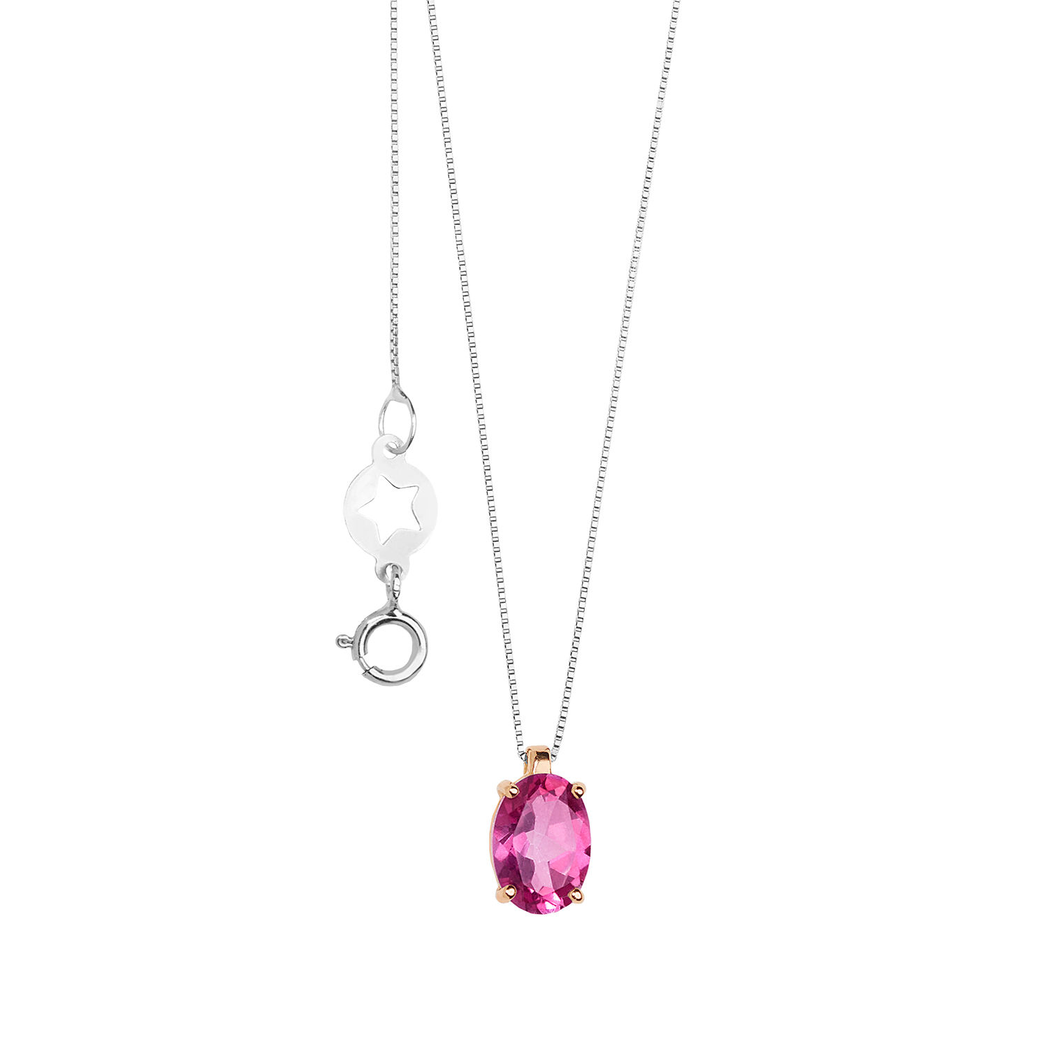 Collana in Oro rosa con Topazio Rosa Ovale Comete Gioielli