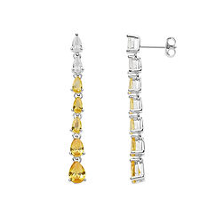Silberne Tennis Ohrringe mit champagnerfarbenen Kristallen aus der Glamour Comete SCHMUCK Kollektion