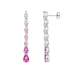 Tennis Ohrringe in Silber und rosa Kristallen aus der Comete Schmuck Kollektion von Glamour Comete.
