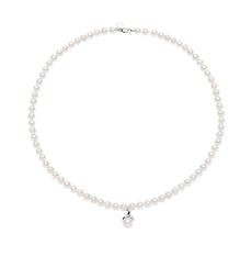 Gold Necklace with Pearls and Diamonds from the Pearls of Love Collection Comete Jewelry