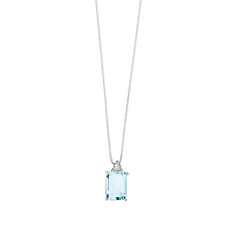Collana in Oro Diamanti e Acquamarina Ottagonale della Collezione Fantasia di Acquamarina Comete Gioielli