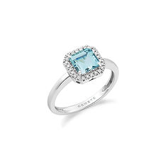 Anello in Oro bianco e Diamanti Acquamarina ottagonale Collezione Azzurra Prestige comete Gioielli