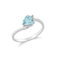 Anello Oro e Diamanti bianchi con Acquamarina cuore Collezione Fantasie di Acquamarina Comete Gioielli