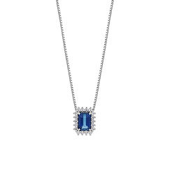 750‰ Gold Necklace, Diamonds and Octagonal Blue Sapphire Queen Collection Comete Jewelry