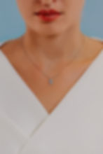 Miniatura: Collana in Oro Diamanti e Acquamarina Ottagonale indossato Comete Gioielli