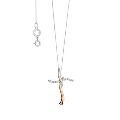 Collana Croce in Oro bicolore e Diamanti della Collezione Croci Comete Gioielli