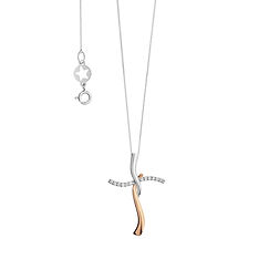Collana Croce in Oro bicolore e Diamanti della Collezione Croci Comete Gioielli