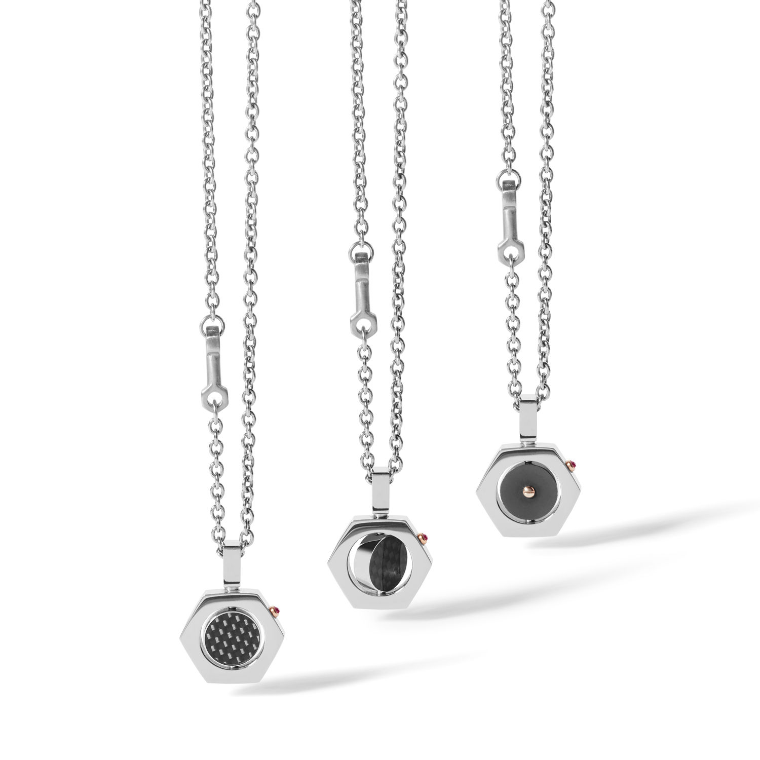 Girocollo in acciaio e fibra di carbonio Comete Gioielli