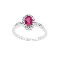 Anello in Oro Diamanti e Rubino Ovale della Collezione Fantasia di Colore Comete Gioielli