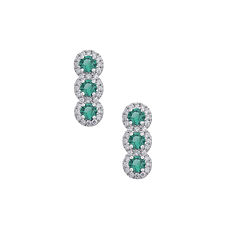 Oorbellen Trilogy met Smaragd in Goud en Witte Diamanten Collectie Harmonie Comete Sieraden