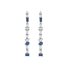 Orecchini a cascata in Argento 925‰ e Zirconi bianchi e blu Collezione Glamour Comete Gioielli