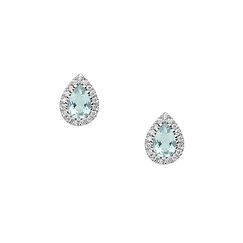 Gold Earrings with Diamonds and Aquamarine Drop from the Azzurra Prestige Collection Comete Jewelry