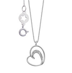 Collana in Oro bianco 750‰ e Diamanti doppio cuore Comete Gioielli